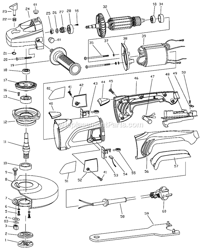 Black and Decker KG2000-AR (Type 3) 2000w Large Angle Grinder Power Tool Page A Diagram